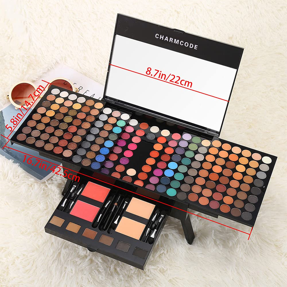 190 Colors Cosmetic Make up Palette Set Kit Combination with Eyeshadow Facial Blusher Eyebrow Powder Face Concealer Eyeliner Pencil a Mirror All-In-One Makeup Gift (Multicolor)