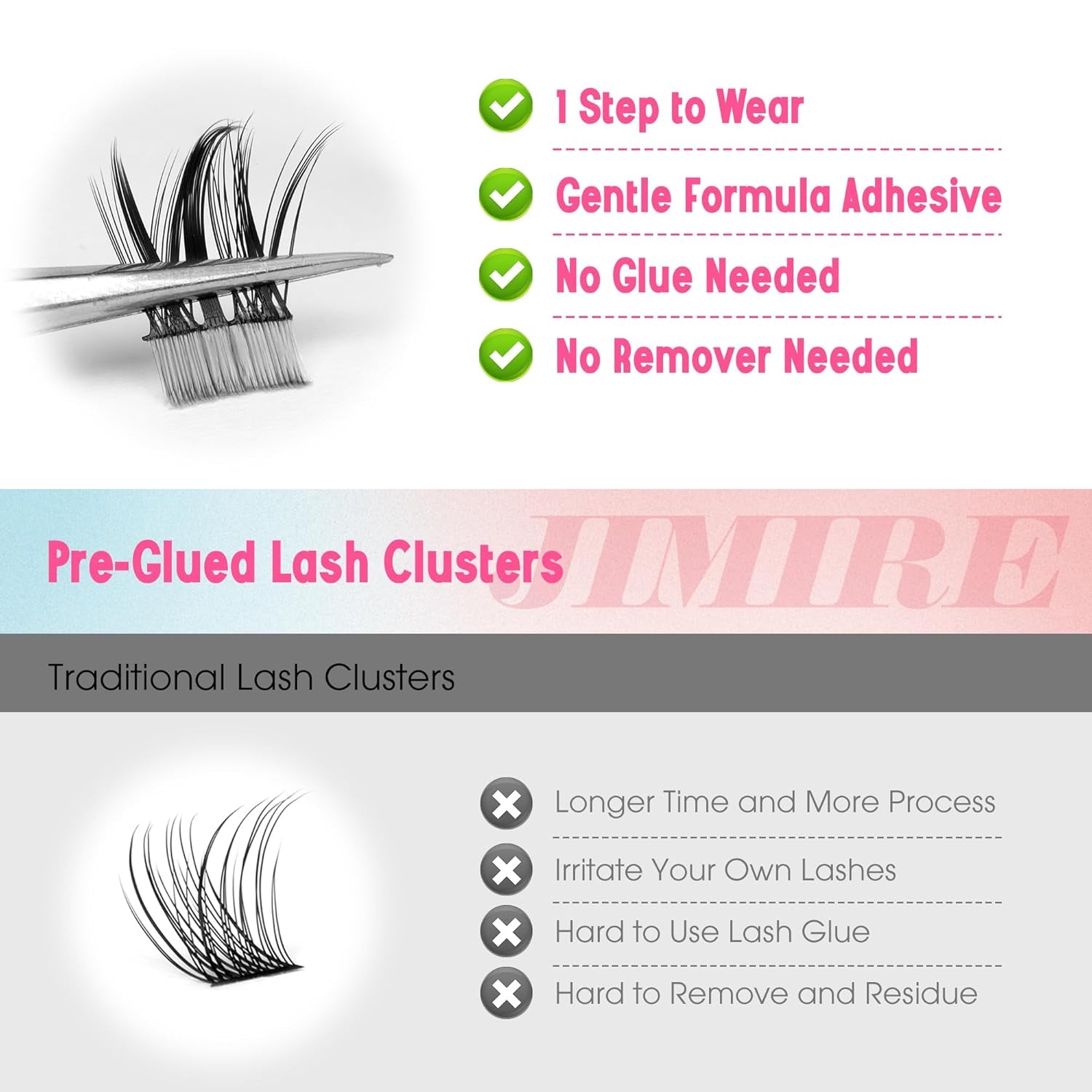 Manga Self Adhesive Eyelashes Natural Look 8-14MM Wispy Pre Glued Eyelashes Clusters Anime Press on Lashes Clusters Reusable Self Adhesive Lash Clusters with Spiky