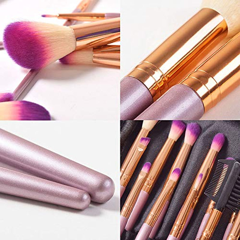 Beauty Makeup Brush Set Professional Women Travel Cosmetic Kit Purple Pink