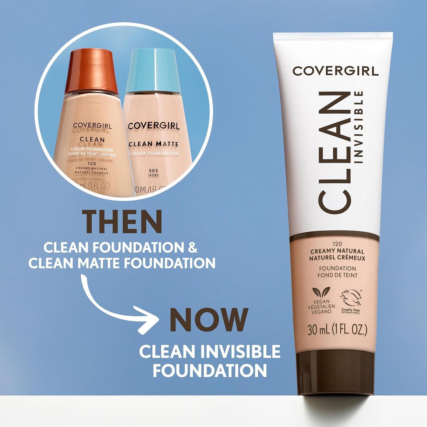 Clean Makeup Foundation Creamy Natural 120, 1 Oz (Packaging May Vary)