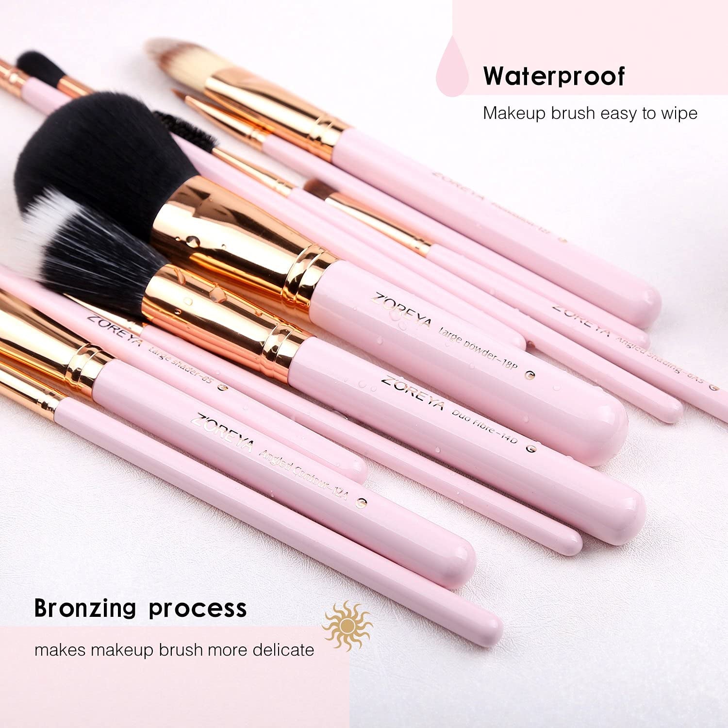 Makeup Brush Set 12Pcs Pink Synthetic Makeup Brushes Travel Set with Holder Makeup Brush Organizer Foundation Powder Contour Blush Eye Cosmetic Brush Sets in Case with Bonus Gift Makeup Sponge