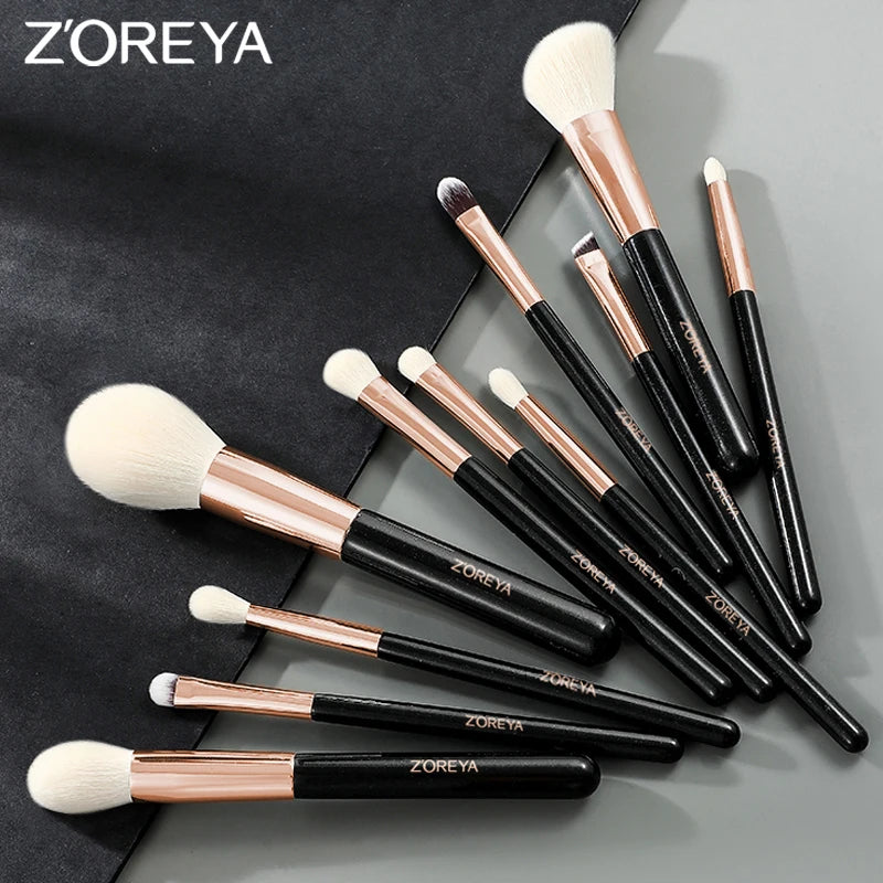 ZOREYA Black Makeup Brushes Set Natural Hair Brushes Foundation Powder Eyebrow Contour Eyeshadow Make Up Brushes maquiage