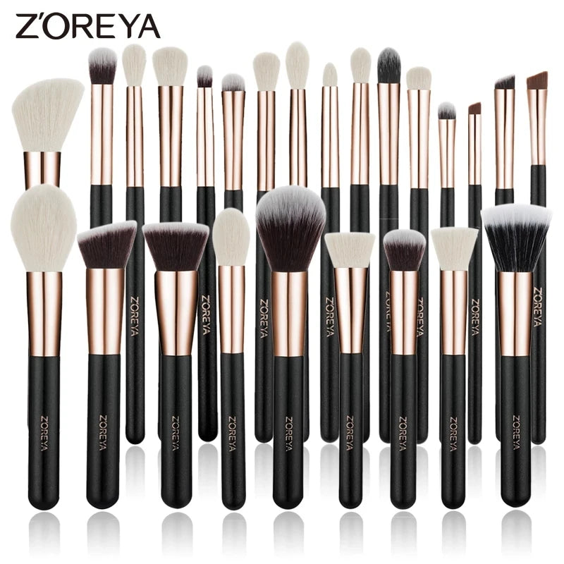 ZOREYA Black Makeup Brushes Set Natural Hair Brushes Foundation Powder Eyebrow Contour Eyeshadow Make Up Brushes maquiage