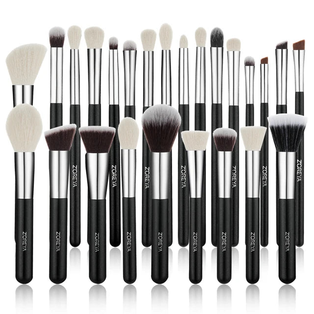 ZOREYA Black Makeup Brushes Set Natural Hair Brushes Foundation Powder Eyebrow Contour Eyeshadow Make Up Brushes maquiage