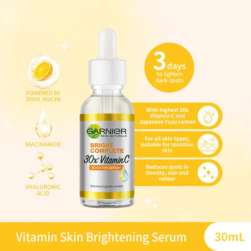 Garnier Bright Complete 30 Times Vitamin C Nicotinamide Enhanced Essence Facial Repair Essence Acne Removing Beauty Product