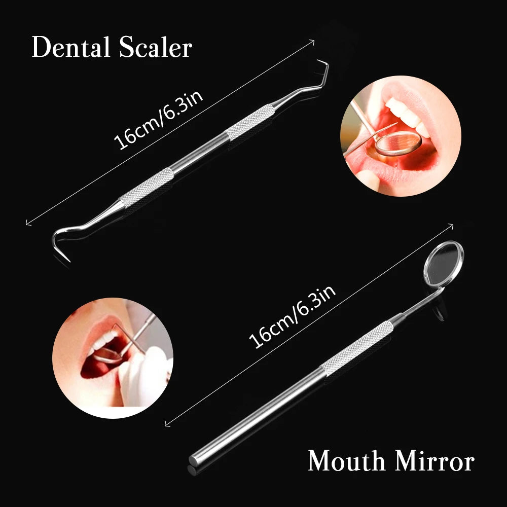 4pcs/set Teeth Whitening Healthy Professional Stainless Steel Dental Tool Pick Scaler Mirror Set Teeth Clean Make Up Tools