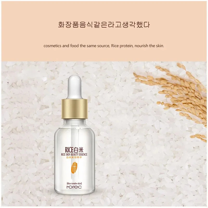 White Rice Face Serum Shrink Pores Brightening Whitening Cream Anti Aging Lines and Wrinkles for Glowing Skin Firm Care Essence