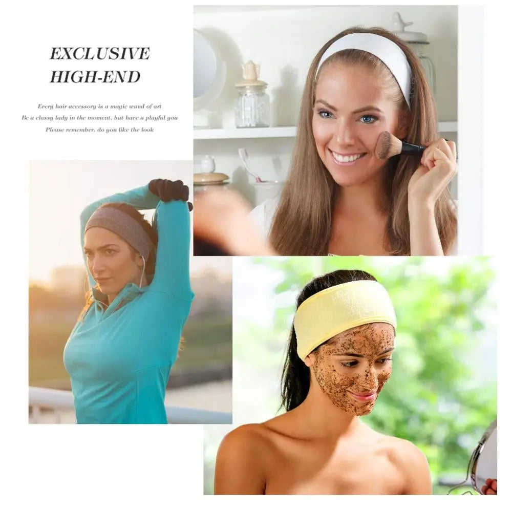 Self-adhesive Wide Hairband for Women Towel Yoga Spa Bath Shower Makeup Wash Face Cosmetic Salon Headband Make Up Accessories