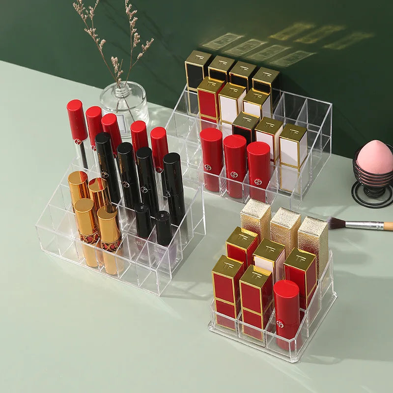 large size Lipstick Holder Display Rack Case Cosmetic Nail Polish Make Up Organiser Box 24 Grids Acrylic Makeup Organizer