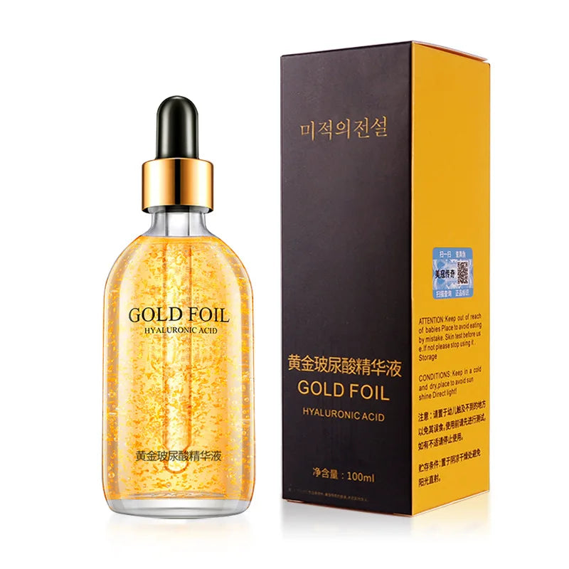 100ml 24k Gold Hyaluronic Acid Nicotinamide Face Serum Facial Moist Collagen Essence Smoothes Wrinkles Skin Care Serum