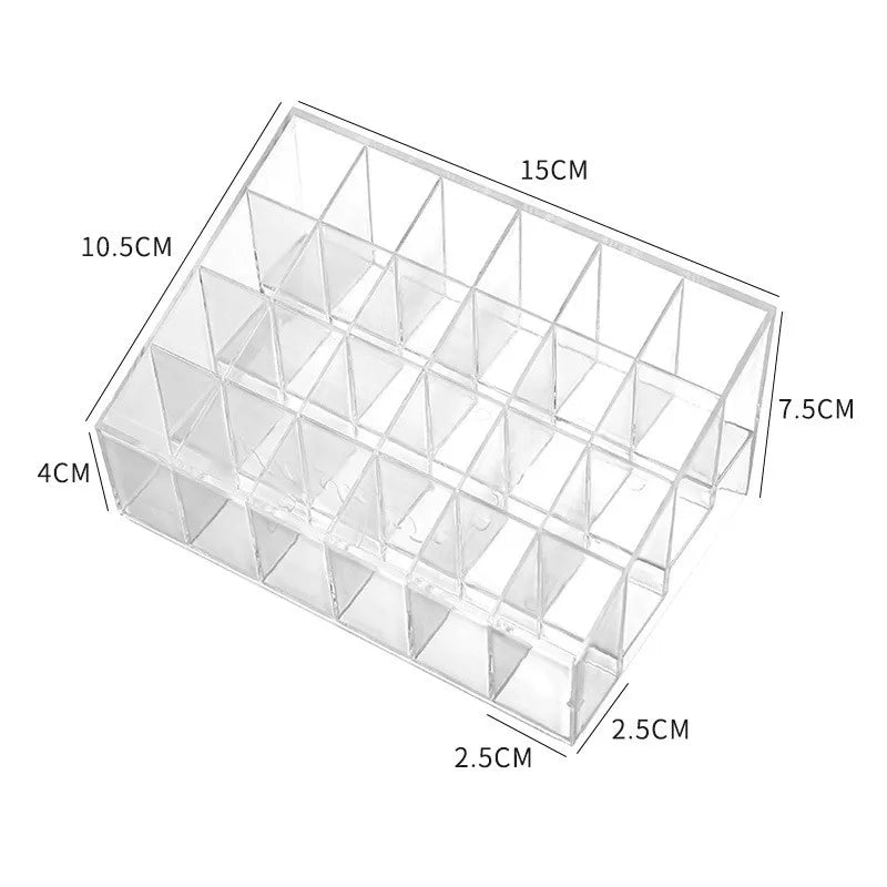 large size Lipstick Holder Display Rack Case Cosmetic Nail Polish Make Up Organiser Box 24 Grids Acrylic Makeup Organizer