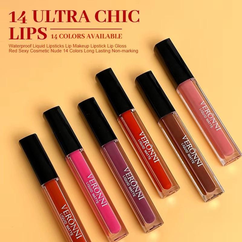 12 Colors Lip Gloss Waterproof Non-Stick Cup 24 Hours Long Lasting Lipstick Lip Gloss Cosmetic Makeup Care Women Red Lip Tint