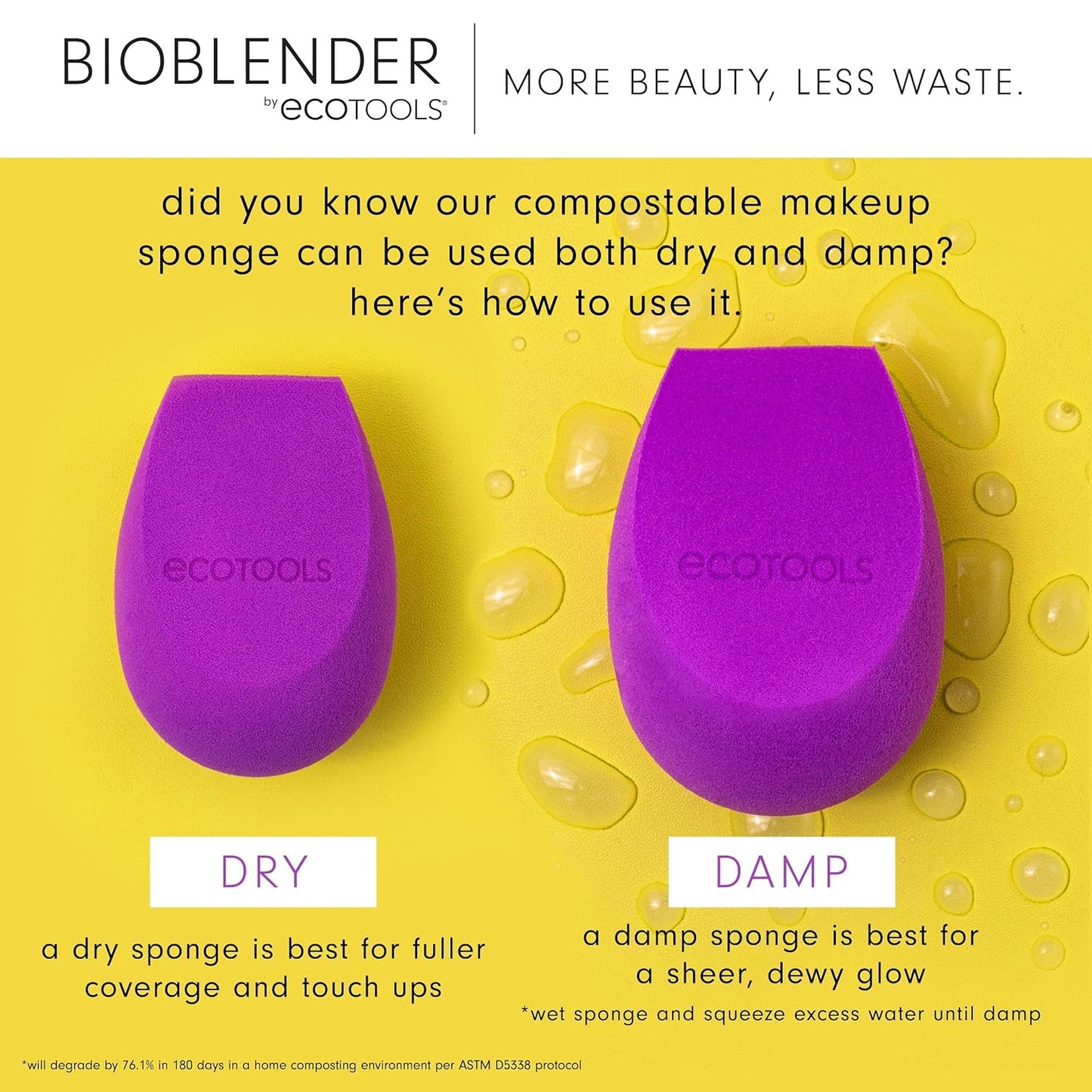 Bioblender Makeup Sponge, Compostable Makeup Blender, for Liquid & Cream Foundation, Sustainable, Seamless Application, Eco-Friendly Beauty Sponge, Cruelty-Free & Latex Free, 1 Count