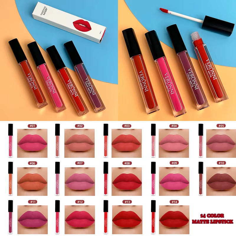 12 Colors Lip Gloss Waterproof Non-Stick Cup 24 Hours Long Lasting Lipstick Lip Gloss Cosmetic Makeup Care Women Red Lip Tint