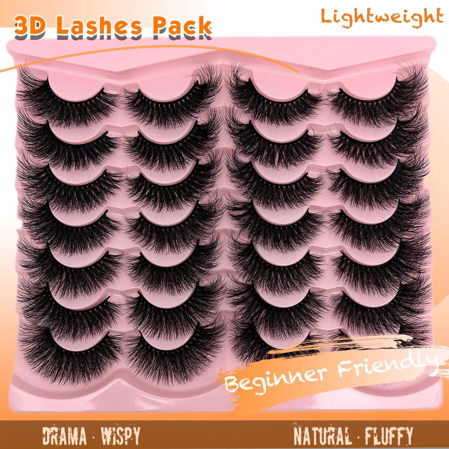 Fluffy Lashes Mink Wispy Cat Eye Faux Mink Eye Lashes Pack Soft Fake Strip Eyelashes 18Mm Long Volume False Eyelashes Natural Look